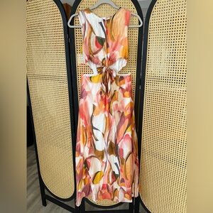 Colorful Abstract Print Women's cutout Dress